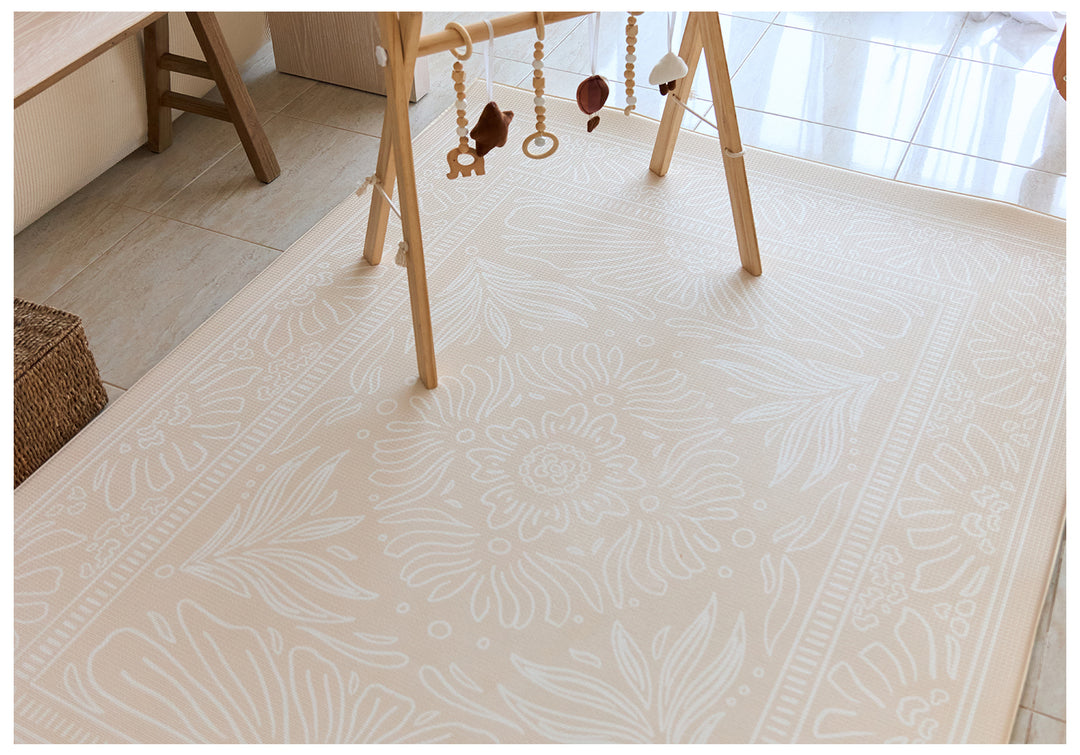 Boho Beige And Sage Leaf Reversible Playmat