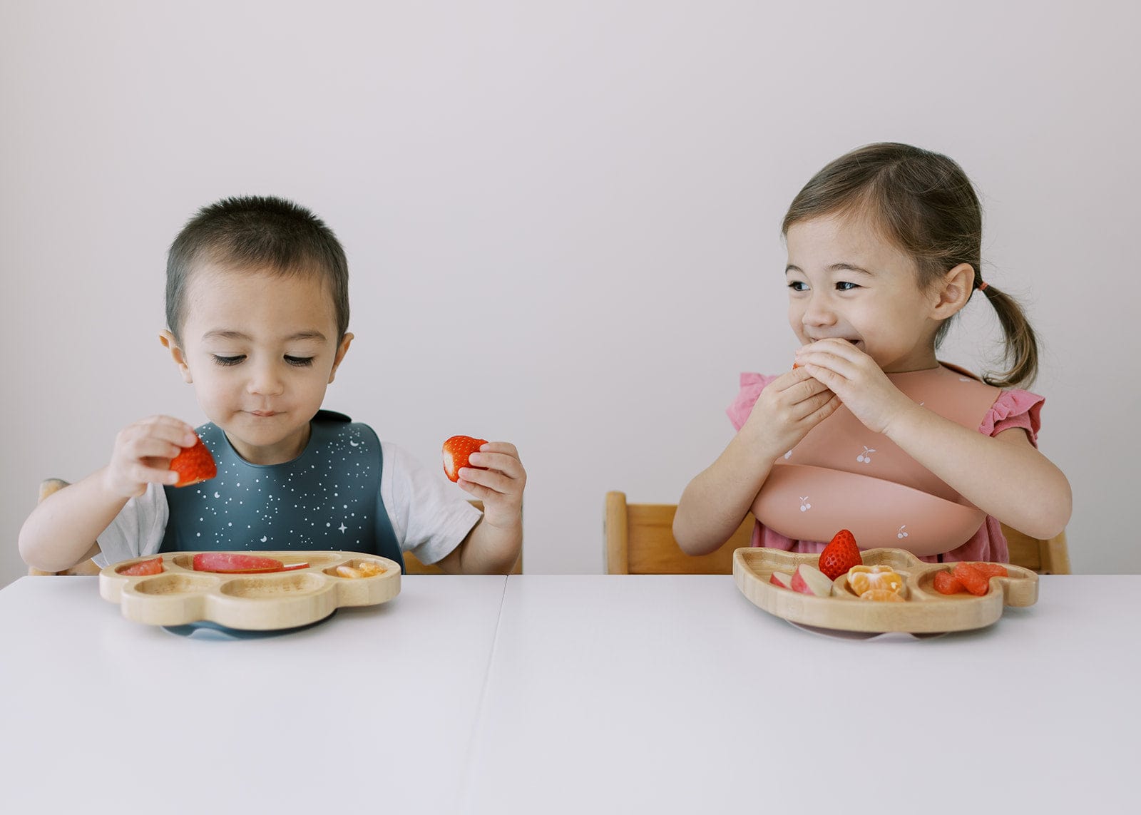 Bamboo Elephant Suction Plate & Fork Set - Berry Blue