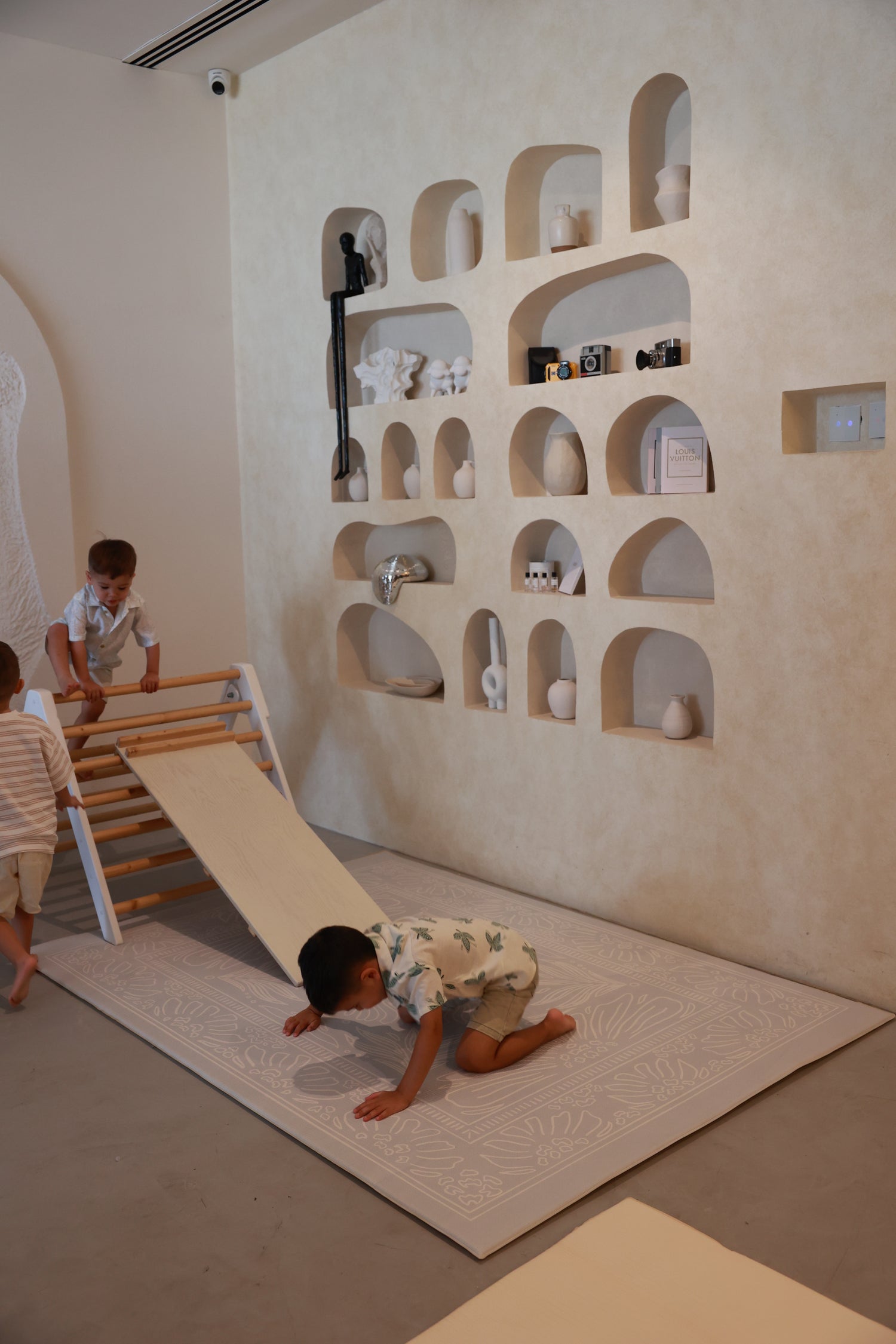 Boho Blue And Beige Leaf Luxury Reversible Playmat