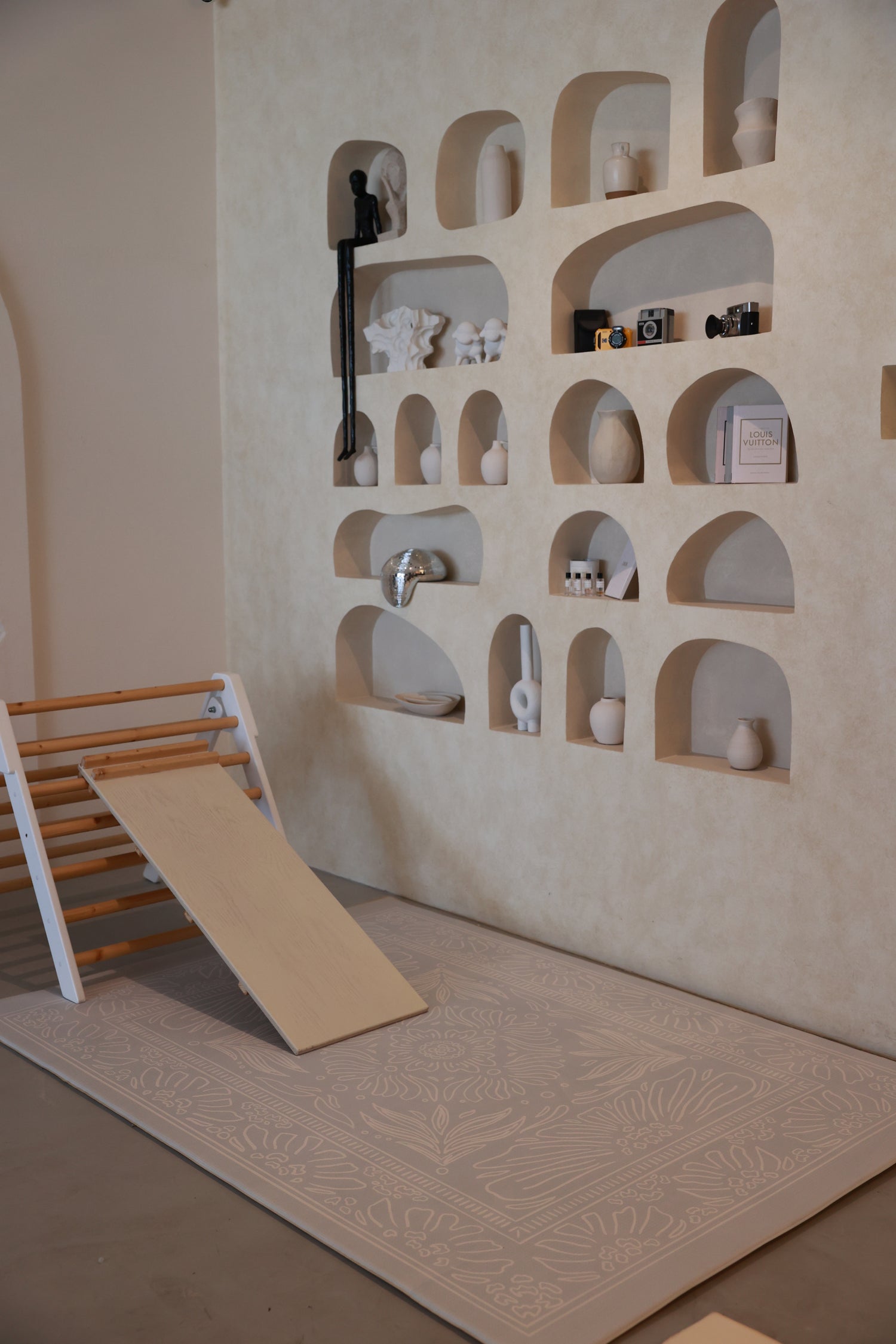 Boho Blue And Beige Leaf Luxury Reversible Playmat