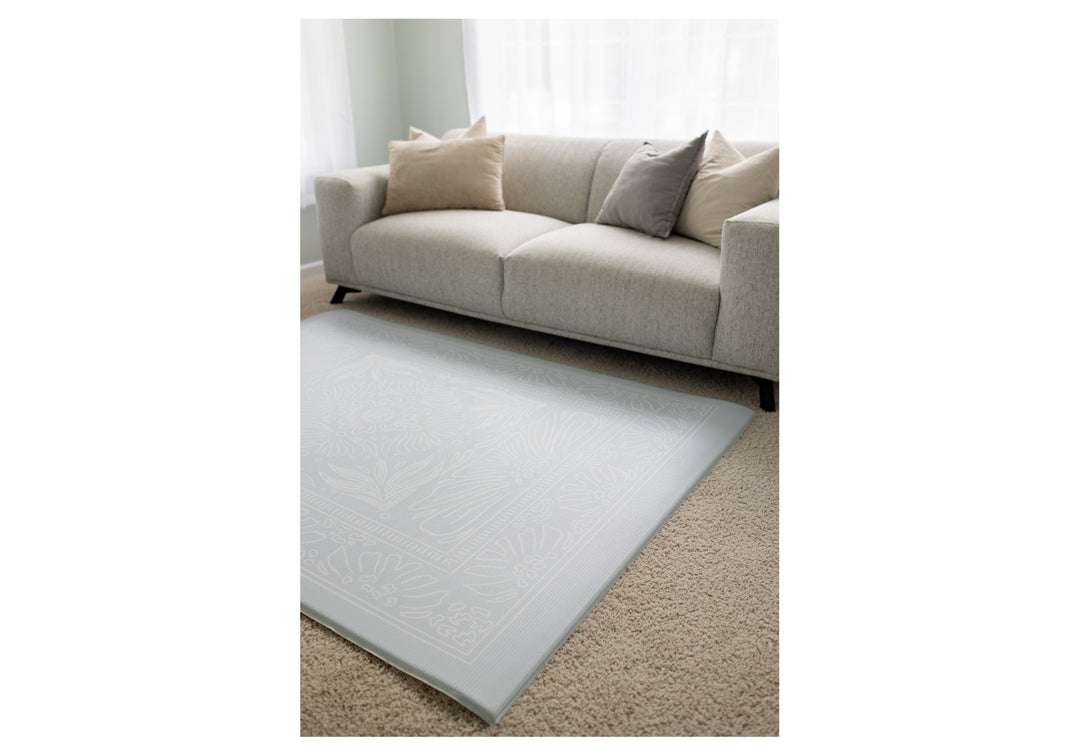 Boho Blue And Beige Leaf Reversible Playmat