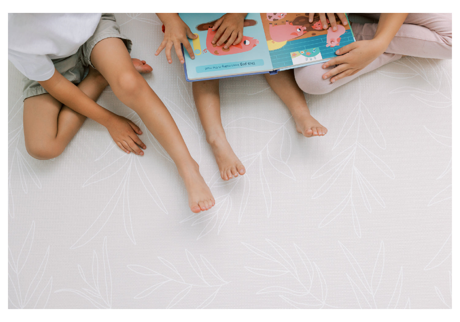 Boho Blue And Beige Leaf Reversible Playmat