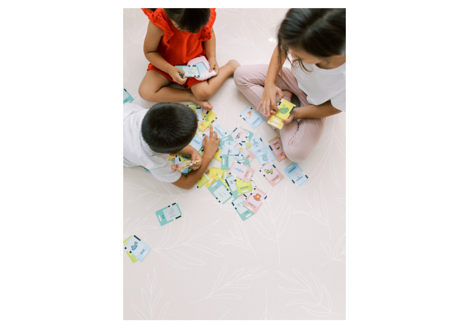 Boho Blue And Beige Leaf Reversible Playmat