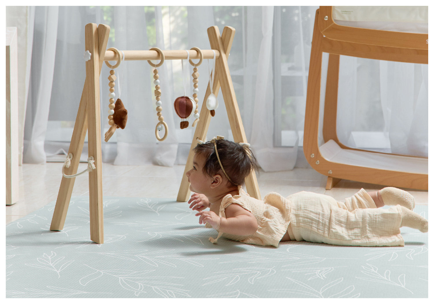 Boho Beige And Sage Leaf Reversible Playmat