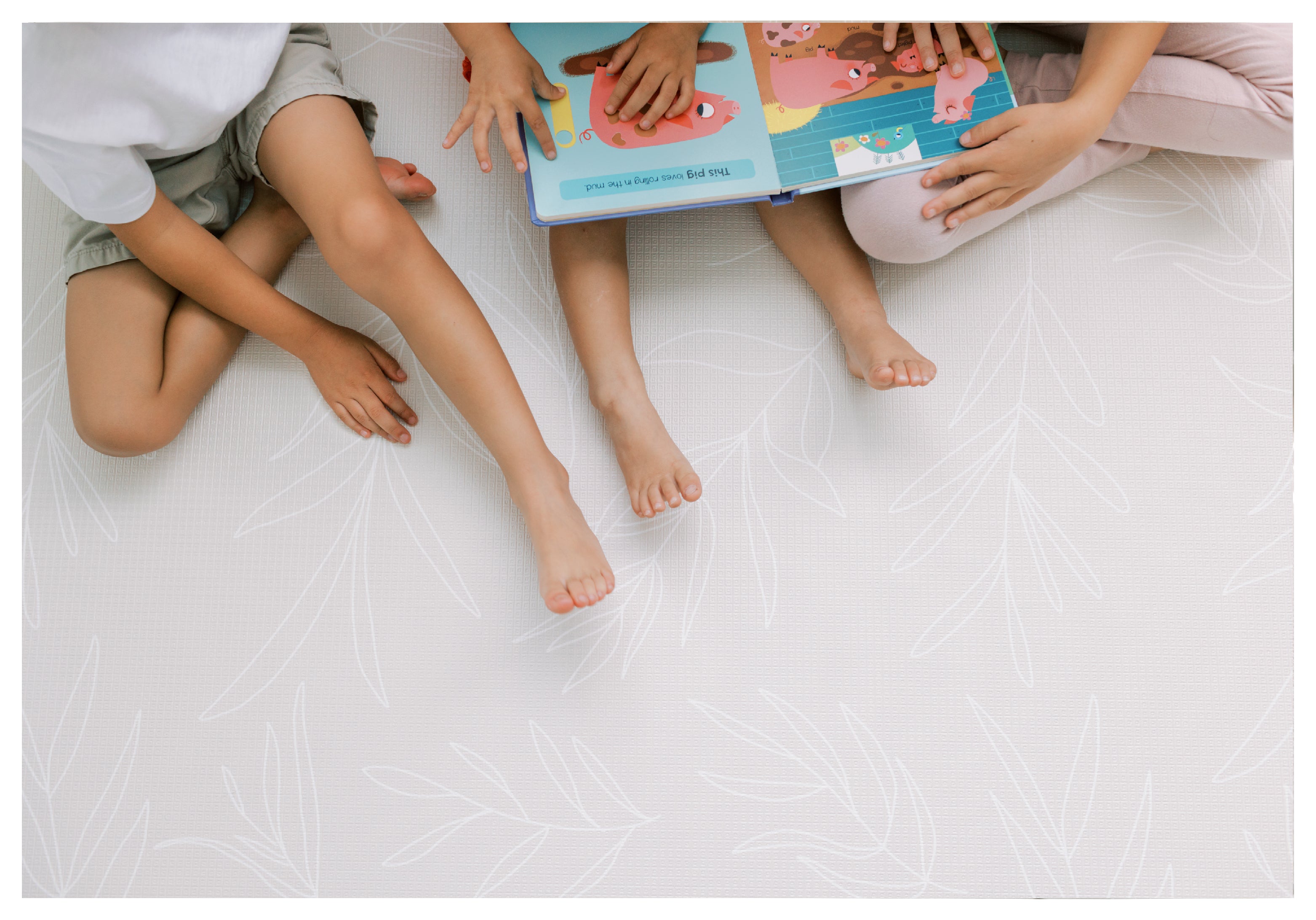 Boho Blue And Beige Leaf Reversible Playmat