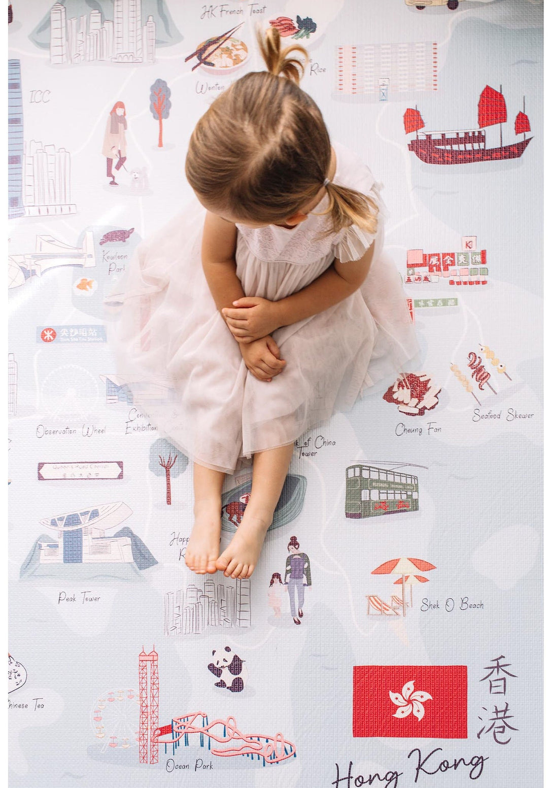 Hong Kong City Luxury Reversible Baby Playmat - Non Toxic TPU Foam, 15mm Thick Padding
