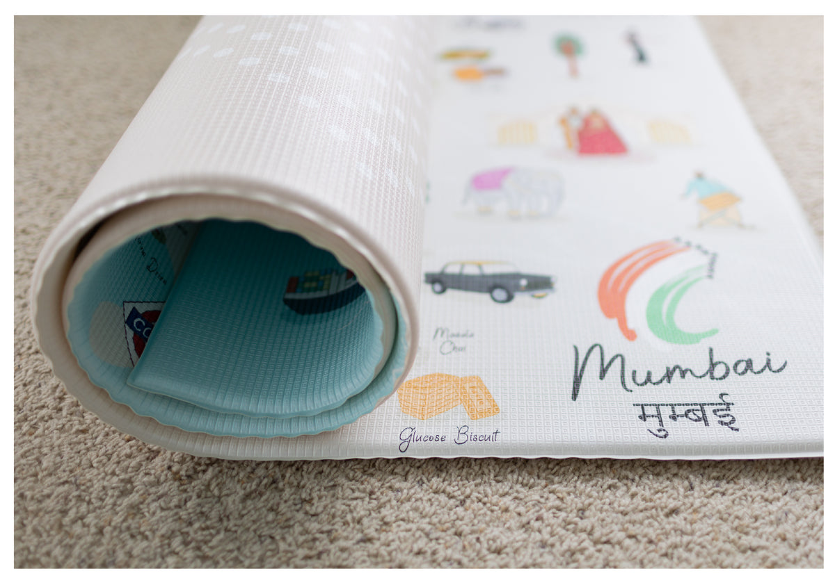 Mumbai City Premium Reversible Playmat For Baby - Non Toxic TPU Foam, 15mm Thick Padding