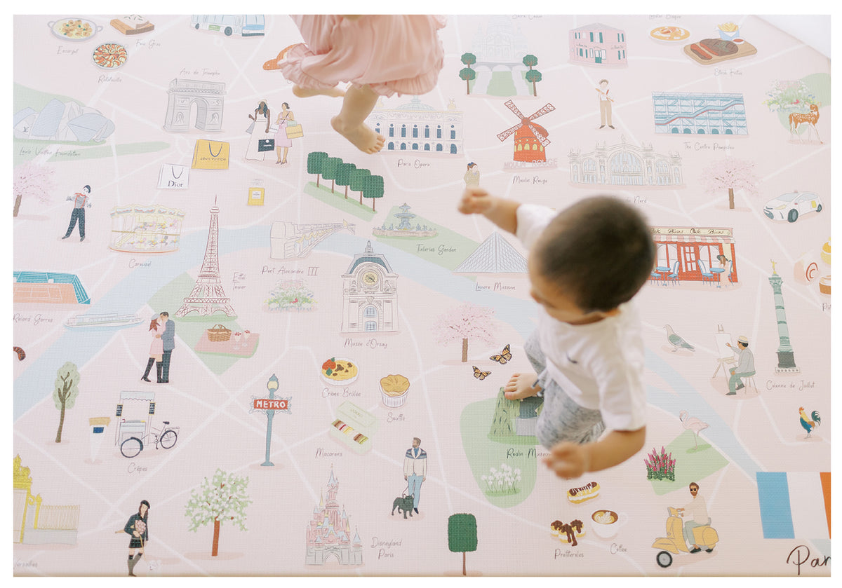 Paris City Luxury Reversible Playmat For Baby - Non Toxic TPU Foam, 15mm Thick Padding