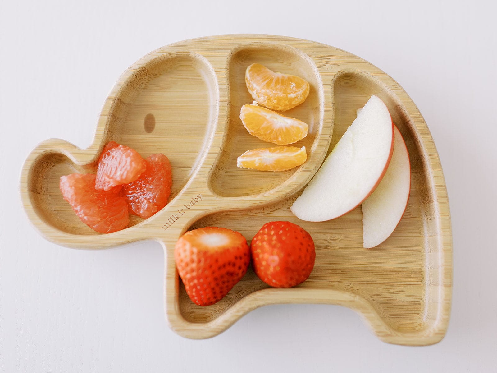 Bamboo Elephant Suction Plate & Fork Set - Dusty Pink