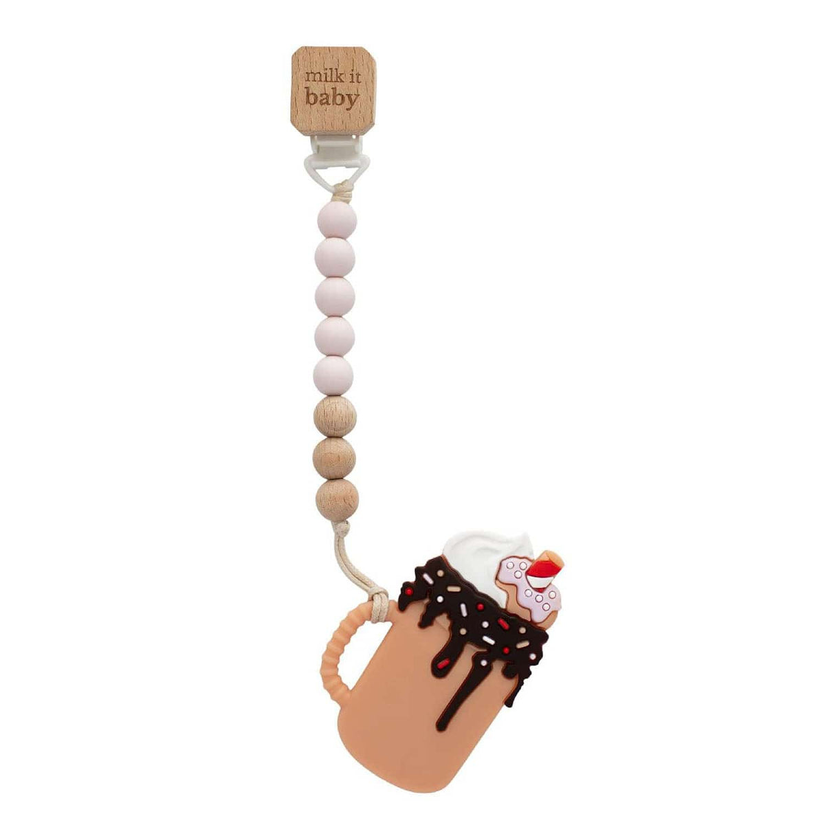 Chocolate Monster Milkshake Silicone Teether Set With Clip