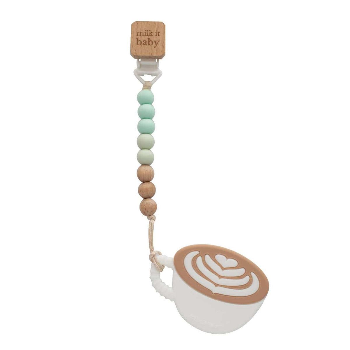 ‘I Love you a Latte’ Silicone Teether Set With Clip
