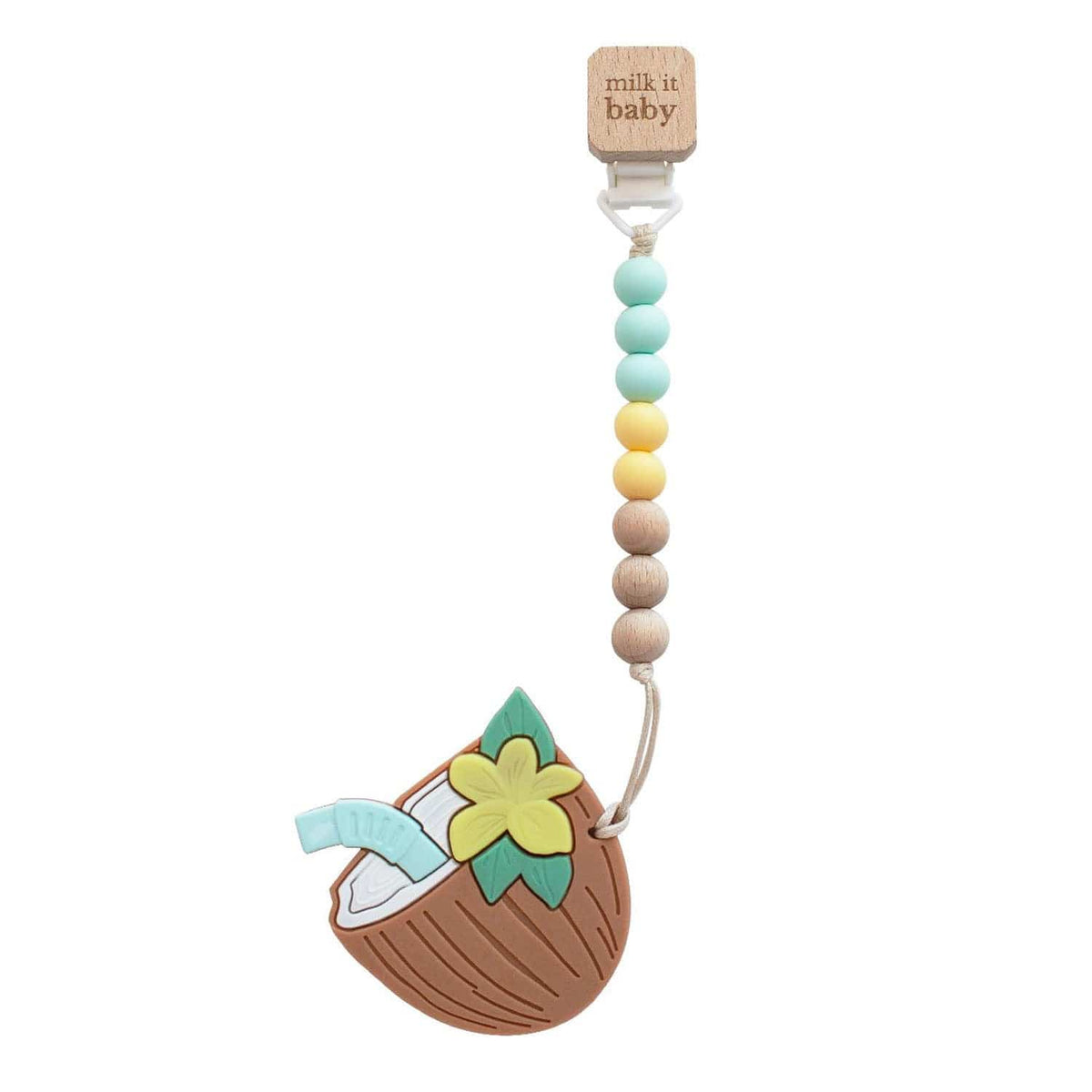‘Let’s Go Coco-Nuts' Silicone Teether Set With Clip