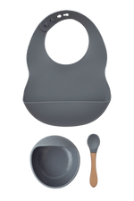 Silicone Bib and Bowl with Spoon Set - Berry Blue