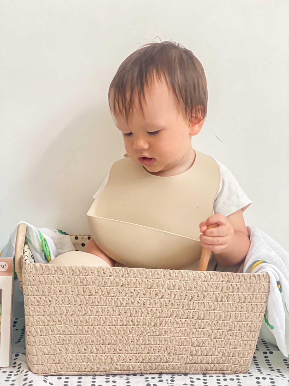 Silicone Bib and Bowl with Spoon Set - Sandy Beige