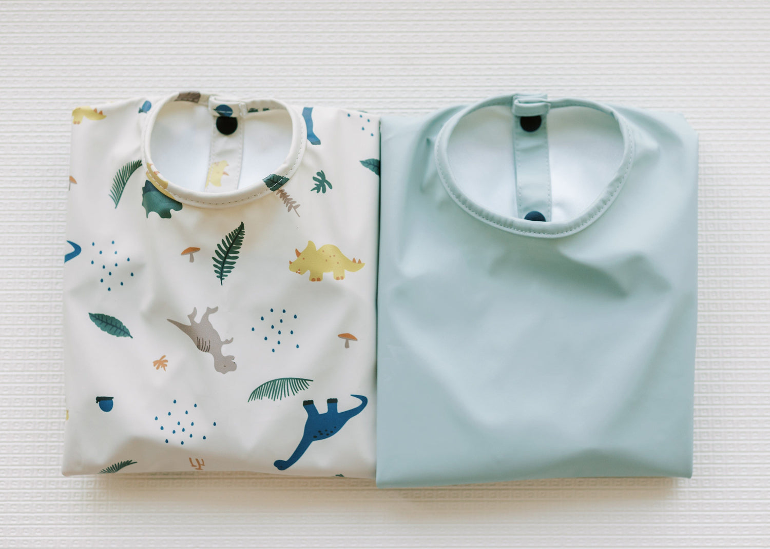 Sleeved Bibs Set - Dino Dreams x Seafoam Green