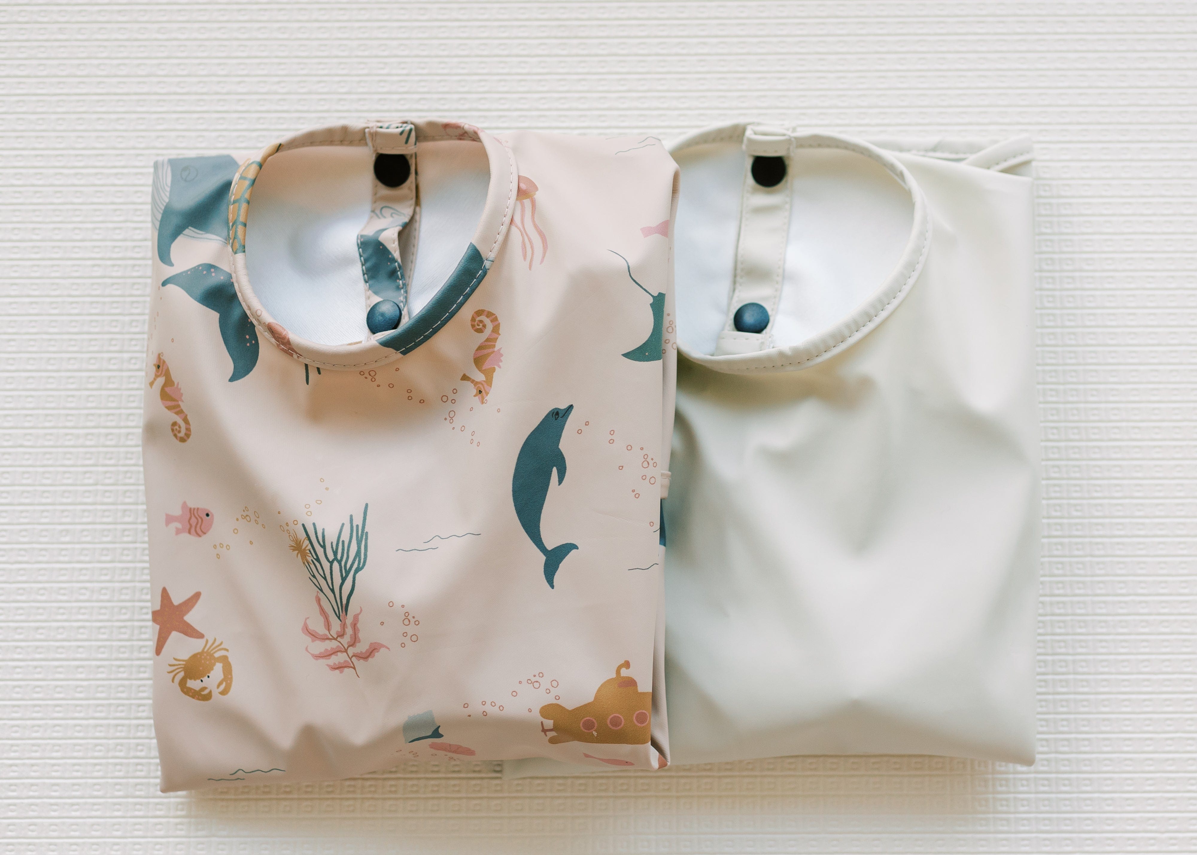 Sleeved Bibs Set - Ocean Friends x Safari Beige